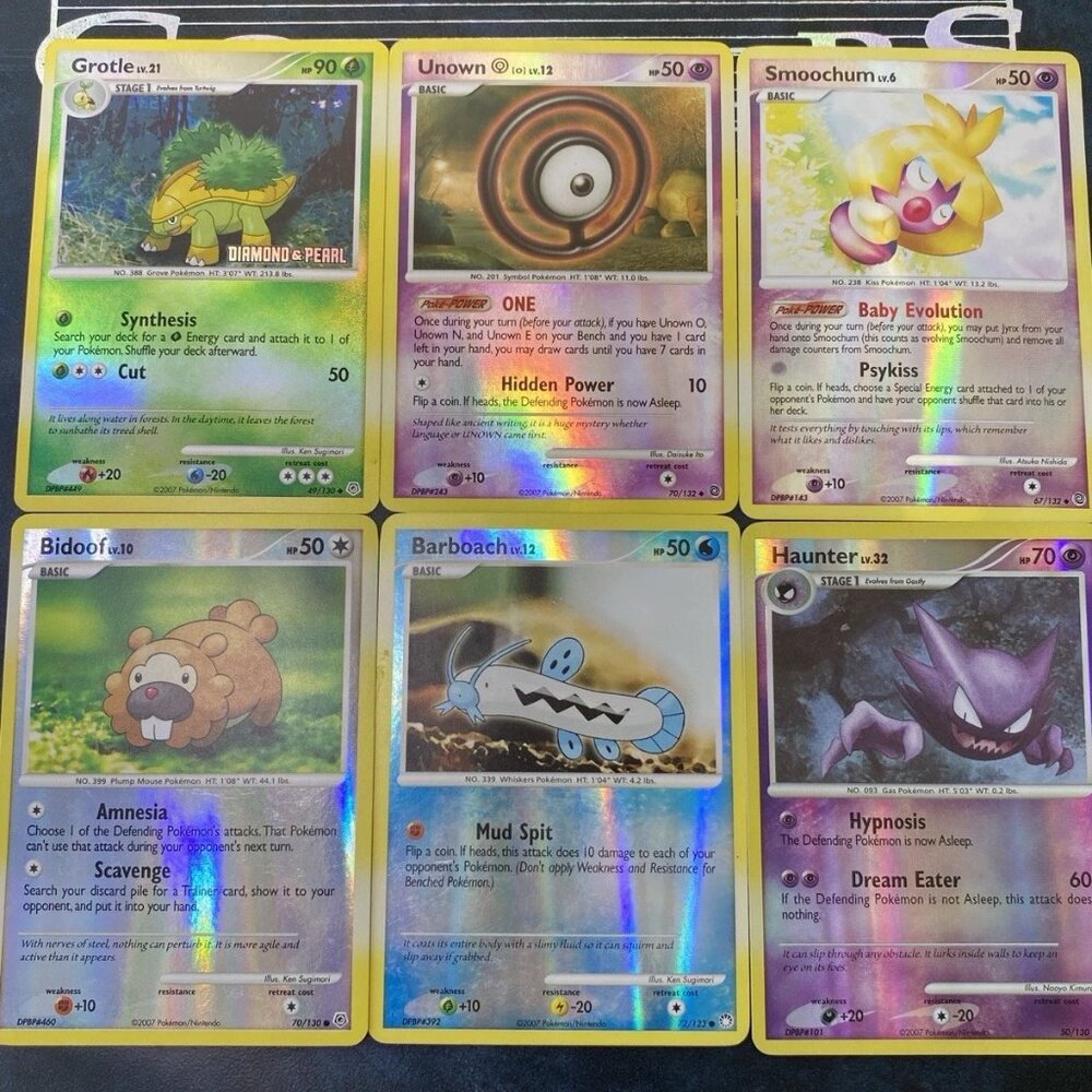 Pokémon Holo & Reverse Holo Lot (6) – Diamond & Pearl Era 2007